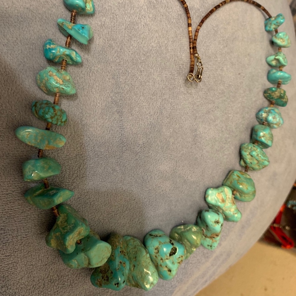 Cerrillos? Turquoise Large Nugget Heishi Necklace